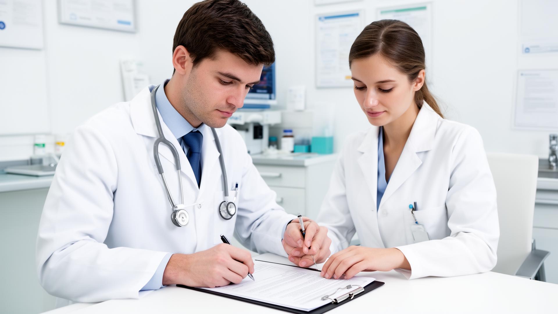 Médicos especialistas assinando atestado médico online